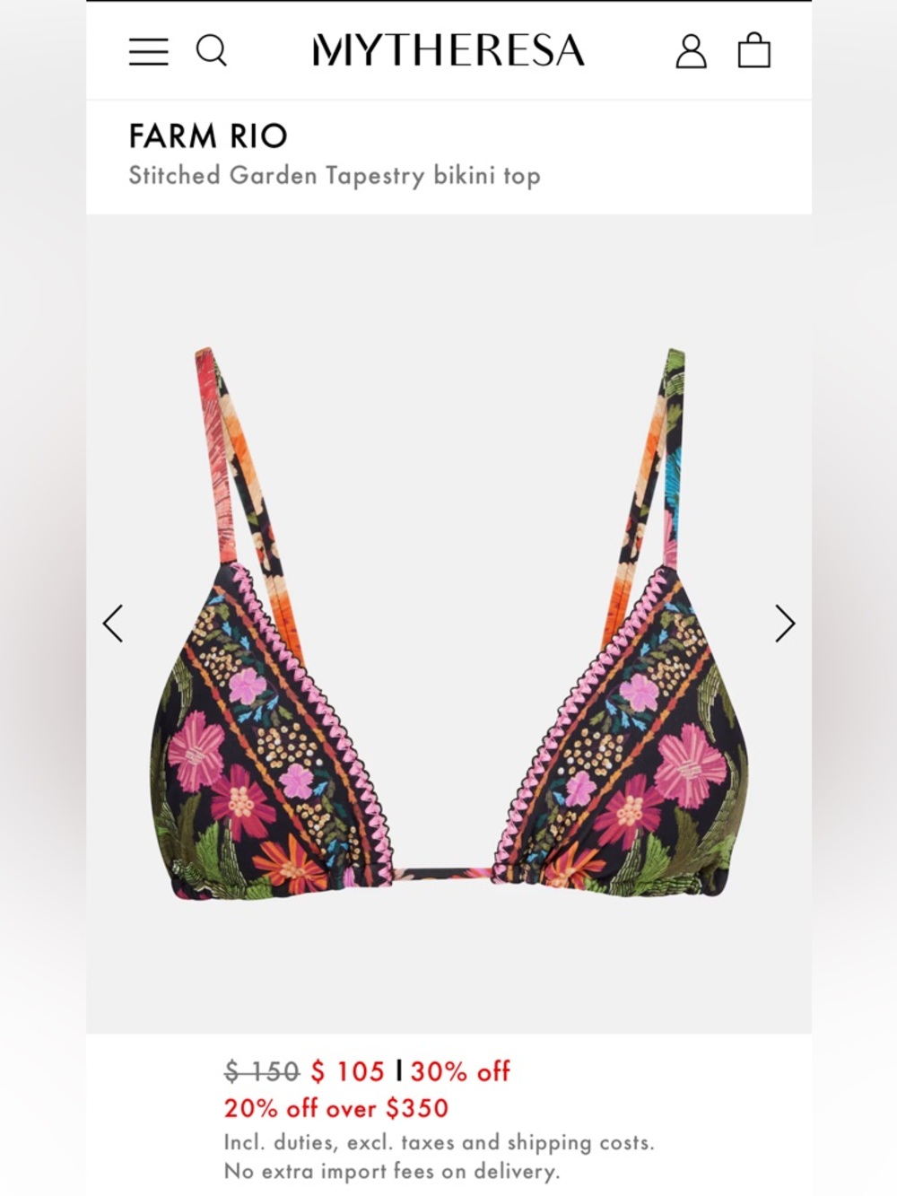 FARM Rio Multicolor Floral Bikini Top